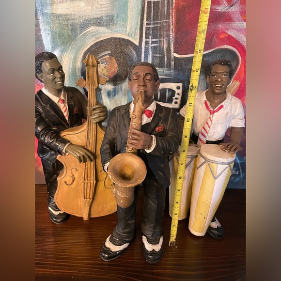 Vintage African American Jazz Musician Band Statue Figures Set Of 3 🎶🎼🎵 - Picture 11 of 12
